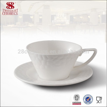 Umweltfreundliches Geschirr, Stickerei weiße Kaffeetasse mit Platte für Großhandel